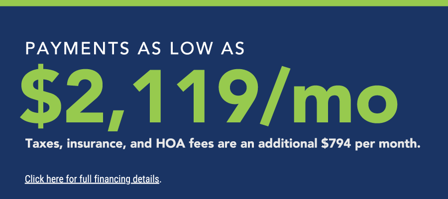 Estimated monthly payment banner for On2 Homes at Reunion. See a New Home Counselor for details.