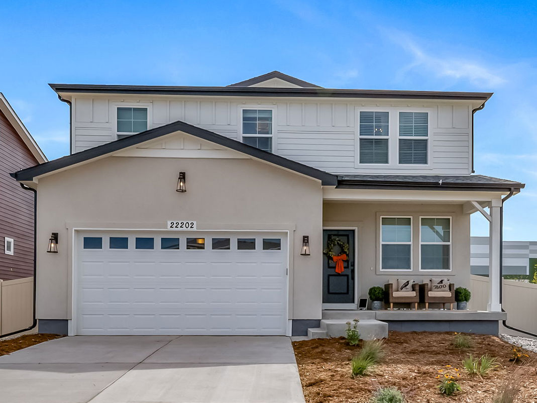 Final product of the 2025 St Jude Dream Home: view of the front elevation.